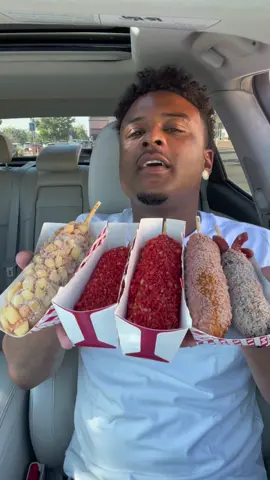 A post by @shawnfoodreviews7 on TikTok caption: Korean corn dogs🙌 #fyp #koreancorndog #foodtiktok #koreanfood #creatorsearchinsights 