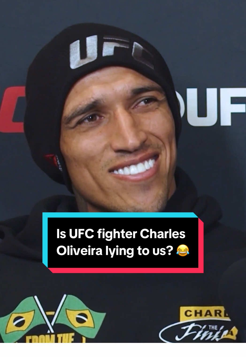 A post by @ninadrama on TikTok caption: Is UFC fighter Charles Oliveira lying to us? What UFC fighter should I interview next? #UFC #charlesoliveira #ninadrama #kickboxing #boxing #muaythai #muaythaifighter #muaythaifighter #taekwondo #jiujitsu #brazilianjiujitsu #jiujitsugrappling #jiujitsulifestyle #wrestling #wrestlingtiktok #wrestlingtok #fit #Fitness #grappling #karate #boxing #judo