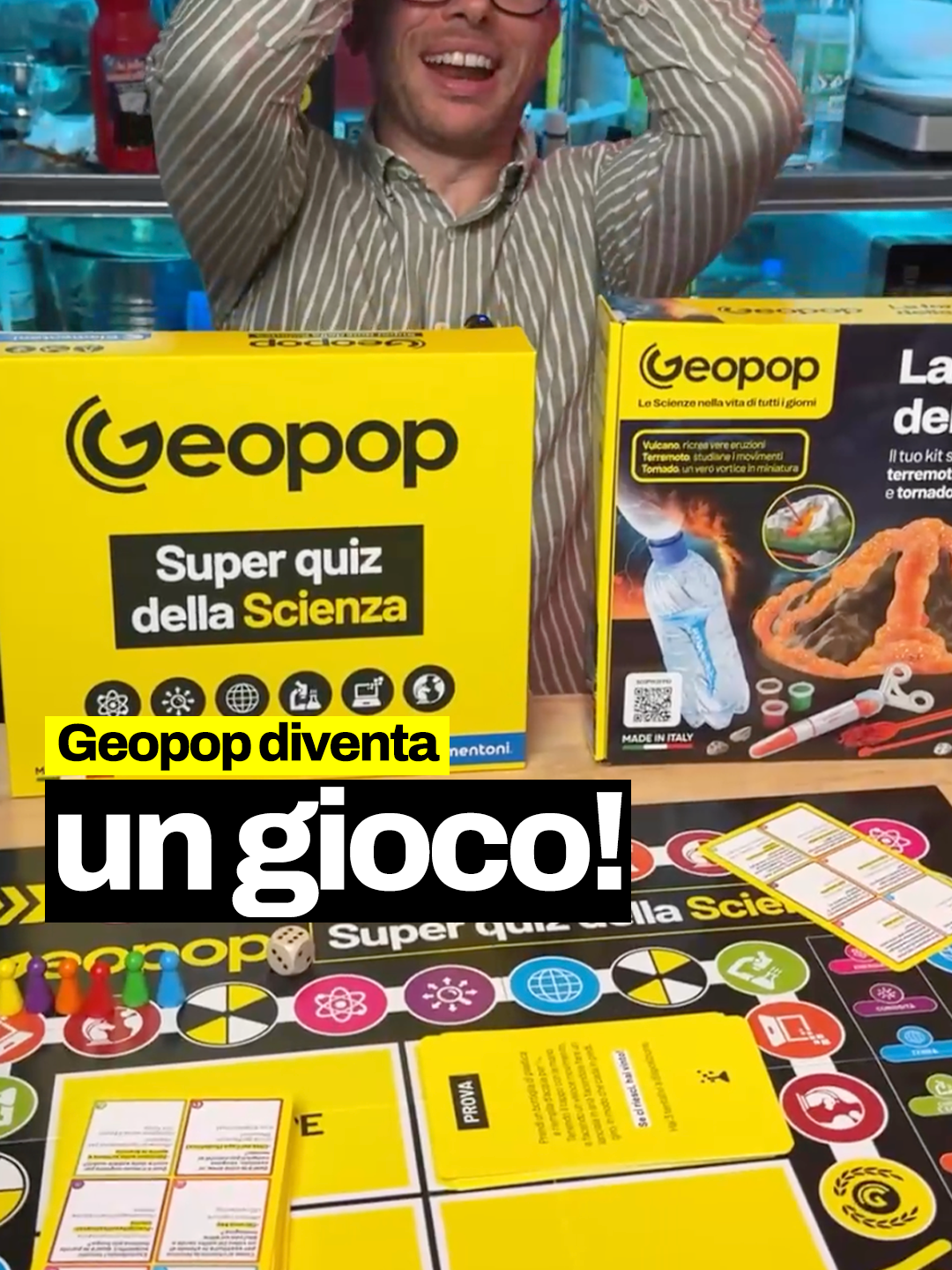 A post by @geopop on TikTok caption: Da bambino passavo ore con i loro giochi e oggi sono davvero emozionato nel potervi dire che Geopop ha una sua linea di giochi scientifici! #geopop #scienze #science #giochi #losapeviche #figononlosapevo