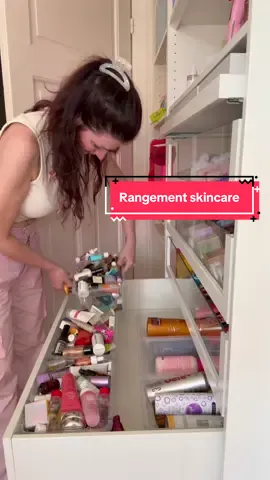 A post by @poopiblh on TikTok caption: Rangement et organisation de toutes ma skincare dans la dernière armoire de ma Makeup Room ✨#bathroom #rangement #organisation #makeuproom #SkinCare #beauty #astuce #masque #cheveux #accessoire #cleantok 