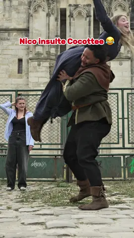 A post by @cocottee_ on TikTok caption: Vidéo: 24H AU MOYEN ÂGE ft Nico dispo sur ma chaîne YouTube🤪🏰 #fyp #foryou #xyzbca #drole #moyenage #nico #cocotte #insulte #video #youtube 