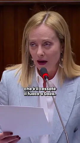 A post by @giorgiameloni_ufficiale on TikTok caption: Un obiettivo prioritario per l’Italia: il cessate il fuoco a Gaza.  Dalle comunicazioni in vista del prossimo Consiglio europeo alla Camera dei deputati. Potete rivedere l’intervento integrale sul mio account YouTube (link in bio)