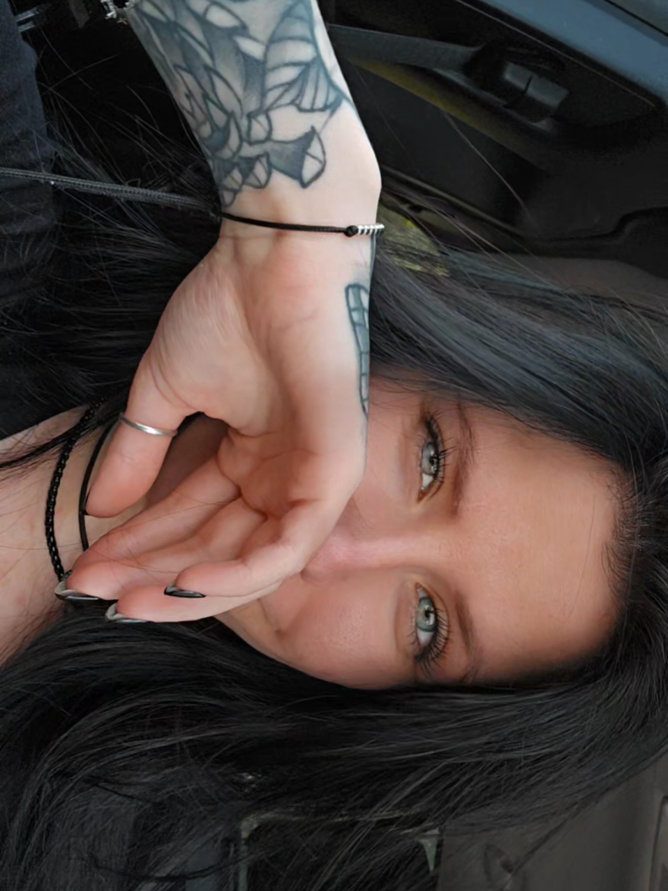 A post by @tingles34 on TikTok caption: 👄 🏃‍♀️  #fyp #toxic #foryou #brittneyspears #viral #tingles #alt #xybca #tatted #inked #gauges #blackhair 