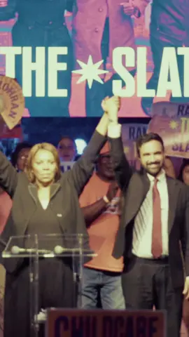 A post by @zohran_k_mamdani on TikTok caption: Last night in Brooklyn with Attorney General Tish James and the New York Working Families Party. 