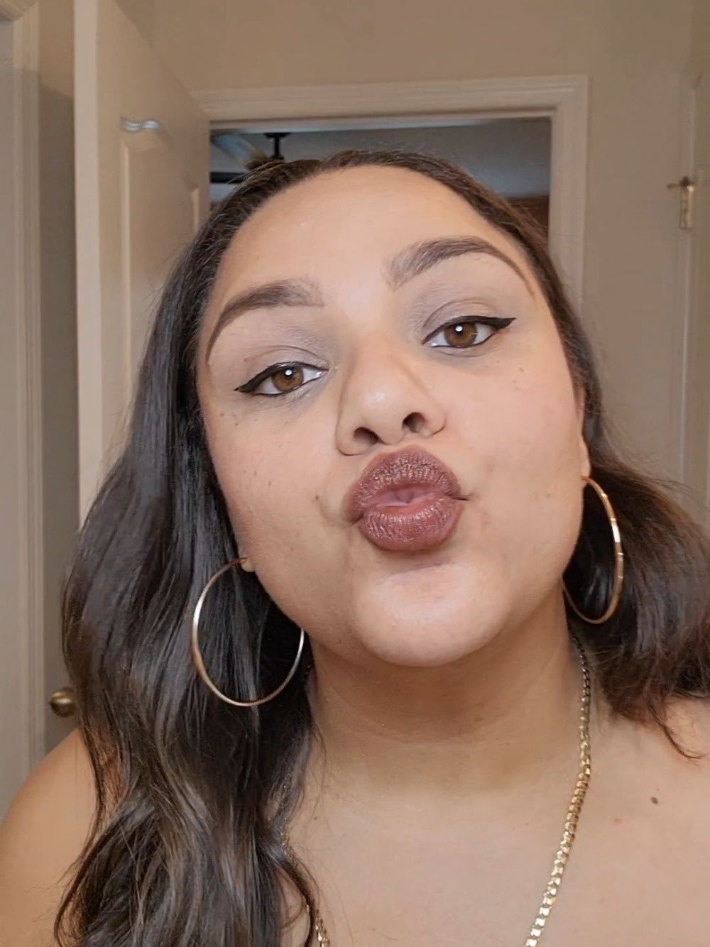 A post by @therealveronika_ on TikTok caption: You know your girl V is all about her lipsticks 😍 this color is gorgeous and goes on so smooth! #fyp #lipstick #Maybelline 