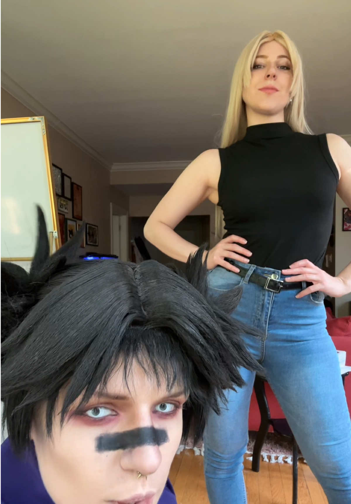 A post by @jijnnicosplay on TikTok caption: only one cup of coffee and one lego set were harmed in the making of this video  • @serragreycosplay is Yuki I am Choso! • #chosojjk #chosojjkcosplay #jjkcosplay #chosokamo #yukitsukumocosplay #yukijjk #yukicosplay #jjkcosplayer 