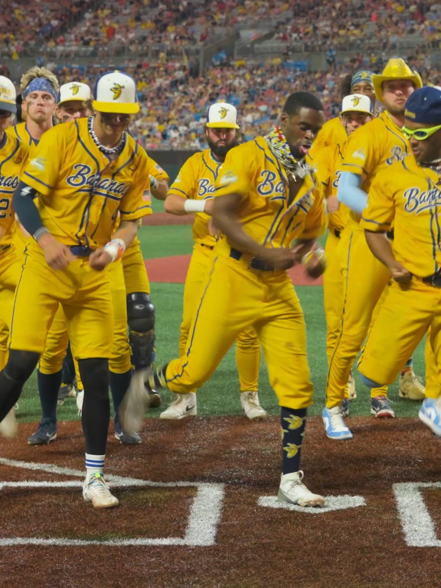 A post by @thesavbananas on TikTok caption: they say this dance doesn't match this song, but we respectfull disagree🤝 #savannahbananas #bananaball #trending #avrillavigne #complicated