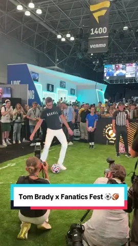 A post by @mls on TikTok caption: Tom Brady pulled up to @Fanatics Fest 🏈⚽️ #MLS #tombrady #nfl #fanaticsfest #Soccer #fifacwc 