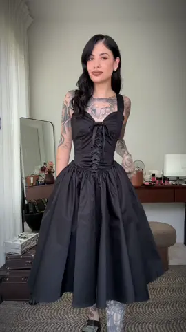 A post by @cejachel on TikTok caption: Awww.. oh well 😇 #minimalistgoth #grwm #romanticgoth #moderngoth #ootd #tattootiktok 