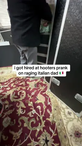 A post by @theragingitalian on TikTok caption: pops gonna be inna bikini real soon 😂😭 @Hooters #foryoupage #foryou #fyp #fypp #fy #viral #rage #funny #raging #italian #dad #fypage #theragingitalian #prank #fake #fakeaudio #fakebody #trending #trend #joke #hooters #restaurant #hired 