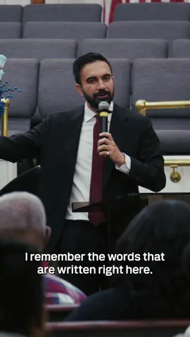 A post by @zohran_k_mamdani on TikTok caption: A few weeks ago, I had the honor to meet Rev. Dr. Demetrius S. Carolina, Sr, pastor of First Baptist Central Church on Staten Island. I was even more honored when he invited me back to address the congregation on Sunday.