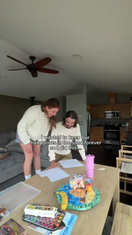 A post by @kyliekatich on TikTok caption: Keeping our handprints frozen in time forever 💕🧚‍♀️ #embroidery #crafts #diyproject #cannonbeach 