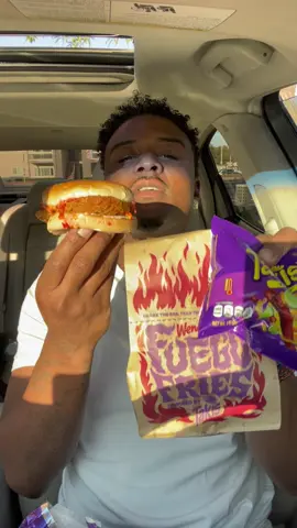 A post by @shawnfoodreviews7 on TikTok caption: Wendy’s New Takis Fuego Meal 🤯 #wendys #takis #fuego #mukbangeatingshow #asmr #fyppppppppppppppppppppppp 