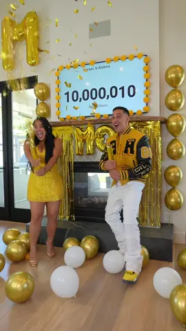 A post by @andrea.lopez44 on TikTok caption: 10 MILLION SUBSCRIBERS! We love you all 🌟🤩 #couple #fyp #viral 