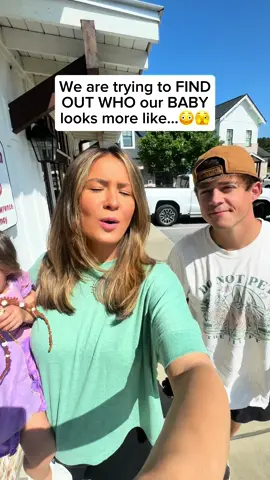 A post by @taylorrandsoph on TikTok caption: Who do Y’ALL think she looks more like?!😆 #taylorandsoph #baby #ultrasound #family #twins #lookalike #funny 