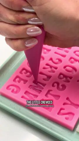 A post by @mainstreetsweets_frisco on TikTok caption: true story: I cried actual tears my first time using a silicone letter mold because every single one broke like 3x in a row 🫠