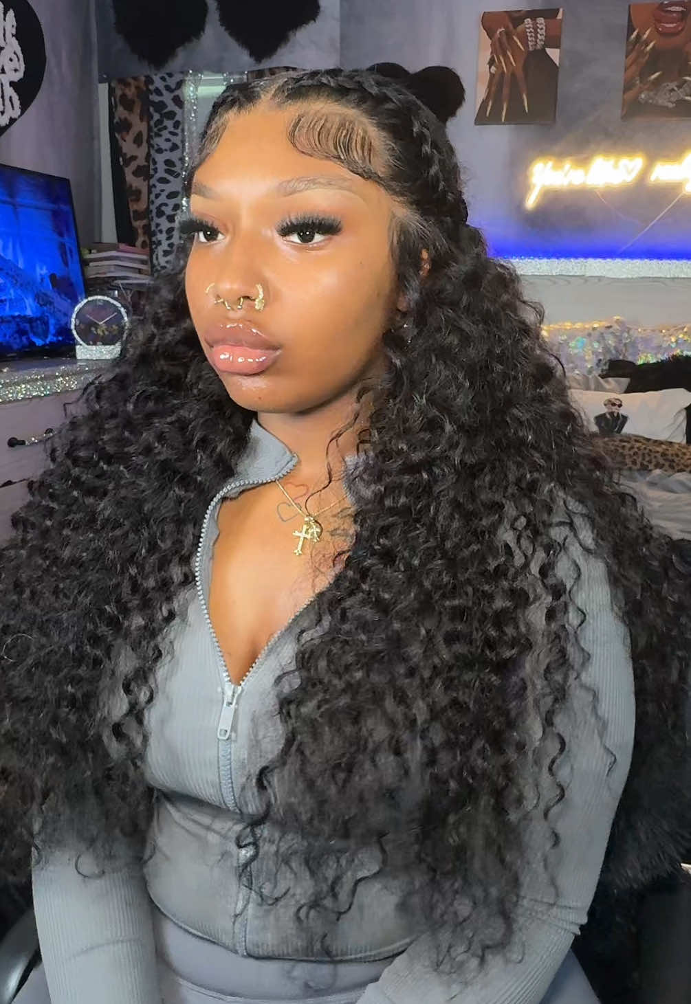 A post by @biffzy on TikTok caption: @Idoli 13x6 Jerry curl wig 30 inch click the shopping cart link to purchase ‼️‼️😻