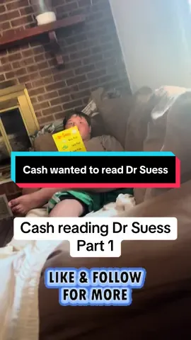 A post by @autism_mom_life on TikTok caption: Cash requested this book and then sat on the couch and read it 🥰#autismmomlife #autism #autismawareness #profoundautism #reading 