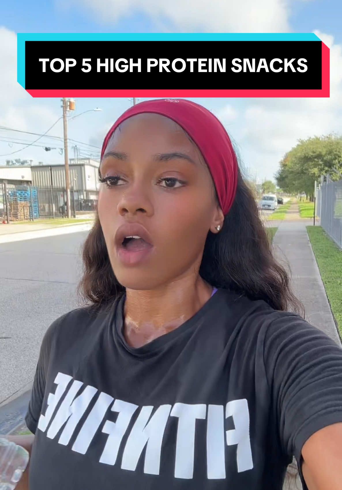 A post by @fitnfineewithpenelope on TikTok caption: Top 5 high protein snacks #proteinsnacks #100lbsdown #fatloss #foryoupage #protein 