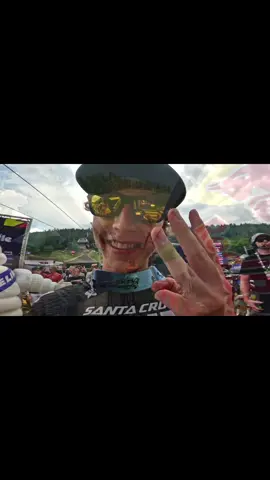 A post by @redbullbike on TikTok caption: nothing can stop this train 🥇🥇🥇 @Jackson Goldstone taking home his 3rd win in a row at Val Di Sole 🔥 #downhillmtb #mtblife #downhillmtbrace #mountainbiking #bikelife 