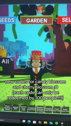 A post by @rblxjandelgag on TikTok caption: GO GET BEFORE THEY SELL OUT #jandel #growagarden #gag #fyp #goviral #robloxfyp #update #candyblossom #codes #cherryblossom 