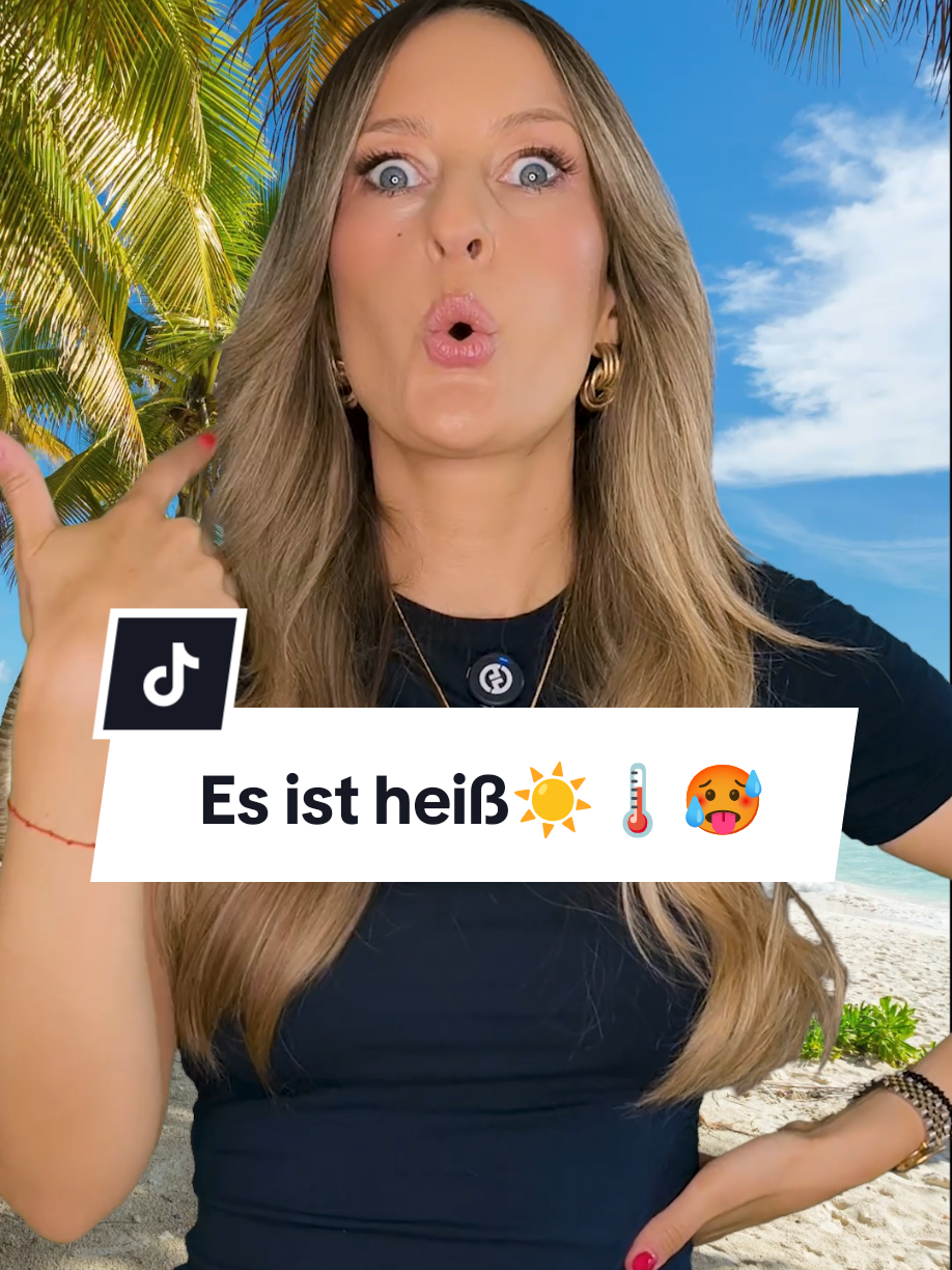 A post by @deutsch_eins on TikTok caption: 🇩🇪 Die Temperaturen steigen. Was für Alternativen zu "Es ist sehr warm." gibt es? ☀️🌡️🙈 P.s.: Wir verwenden natürlich alle Ausdrücke auf allen Sprachniveaus, keiner ist besser oder schlechter.👩🏼‍🏫😊👍🏼 🇬🇧 Temperatures are rising. What alternatives are there to “It's very warm.”? ☀️🌡️🙈 P.s.: Of course, we use all expressions at all language levels, no one is better than the other.👩🏼‍🏫😊👍🏼