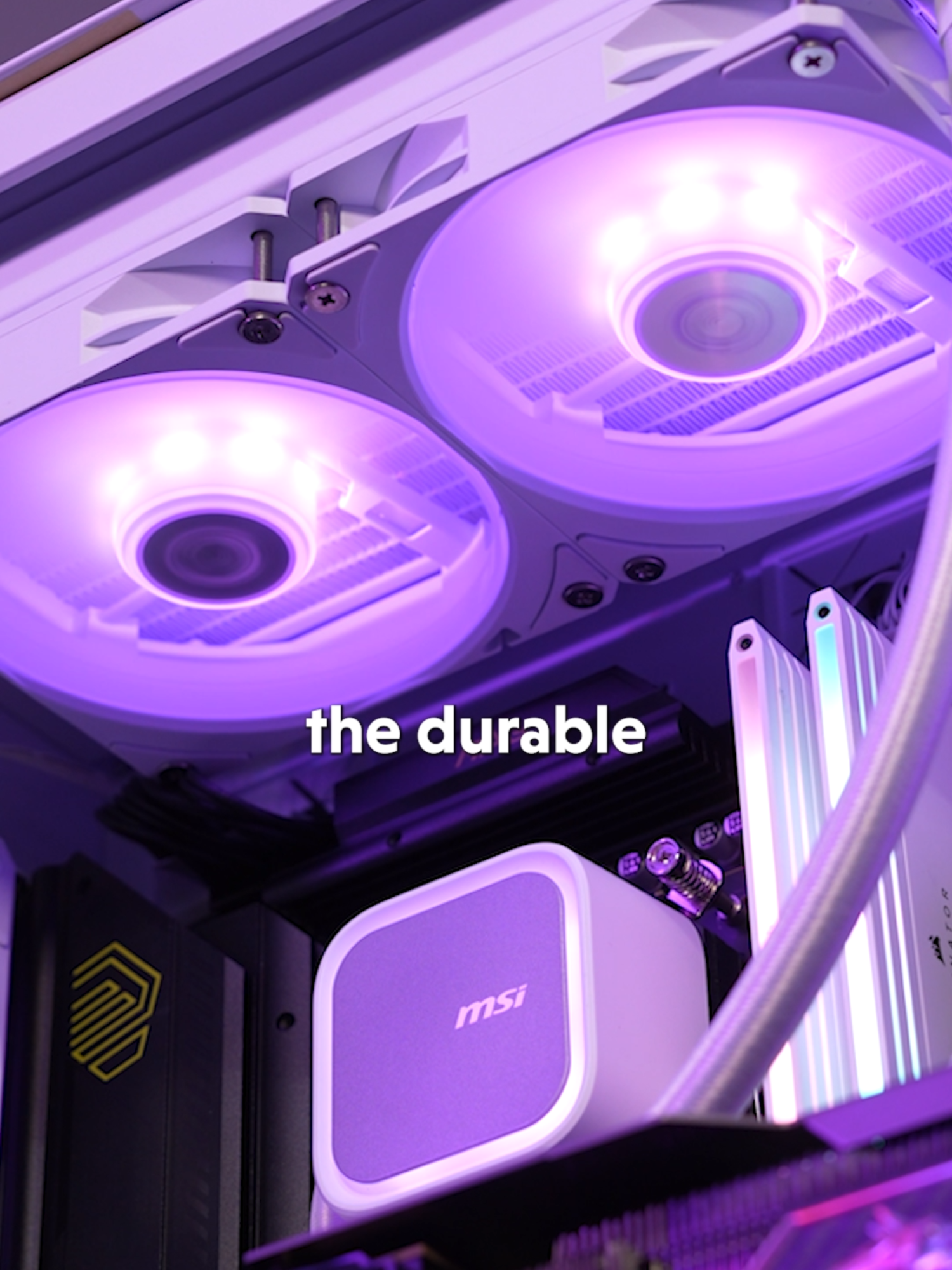 A post by @consumesense on TikTok caption: Clean lighting and powerful cooling! #amazonfinds2025 #amazonfinds #MSI #pcgaming #pcgamer #pcbuild