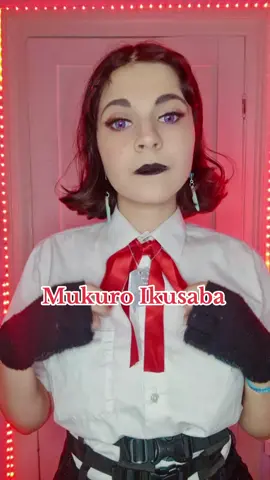 A post by @alittlebitalexia on TikTok caption: fun fact I tried to film this audio a few months ago as me getting into junko cosplay but the video got corrupted just as I got to one of the final clips so I thought id reuse the concept changing it slightly #mukuroikusaba #mukuroikusabacosplay #danganronpa #junkoenoshima 