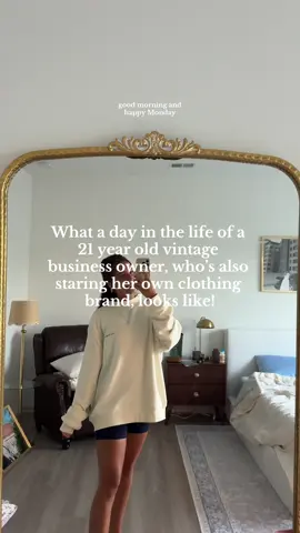 A post by @izzyoller on TikTok caption: What day in my life looks like running a vintage clothing business while starting my own clothing brand!! 