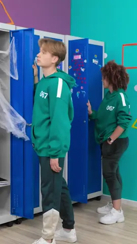 A post by @123go on TikTok caption: Squid game is so much fun 🙂 #SquidGame #School #Funny #Comedy #Sketch 