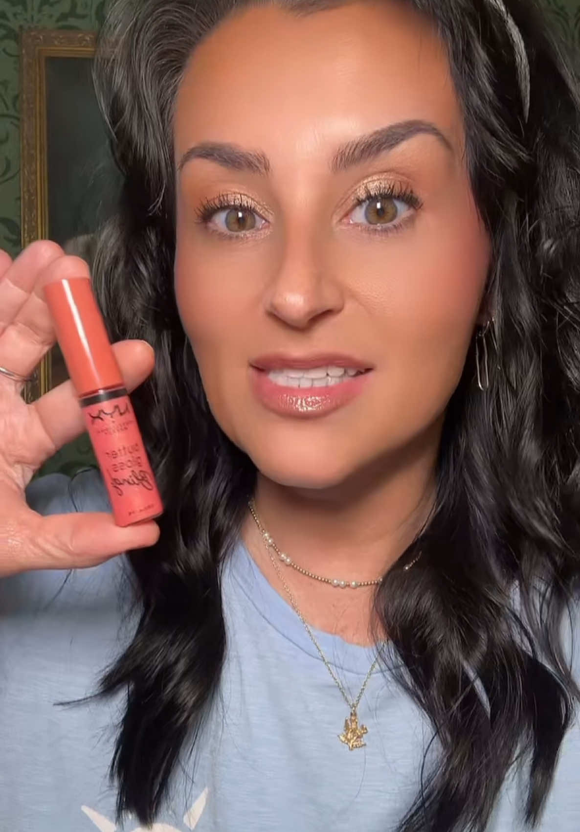 A post by @tiffsghosttalk on TikTok caption: My go to lip combo this summer @NYX Professional Makeup #butterglossbling #lip #lipgloss #lips #lipcombo #gloss #nyxcosmetics #nyxbuttergloss 