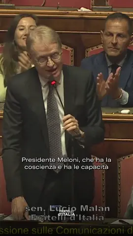 A post by @fratelliditalia on TikTok caption: In un contesto internazionale così delicato, siamo fieri di avere alla guida della Nazione il Presidente Giorgia Meloni.