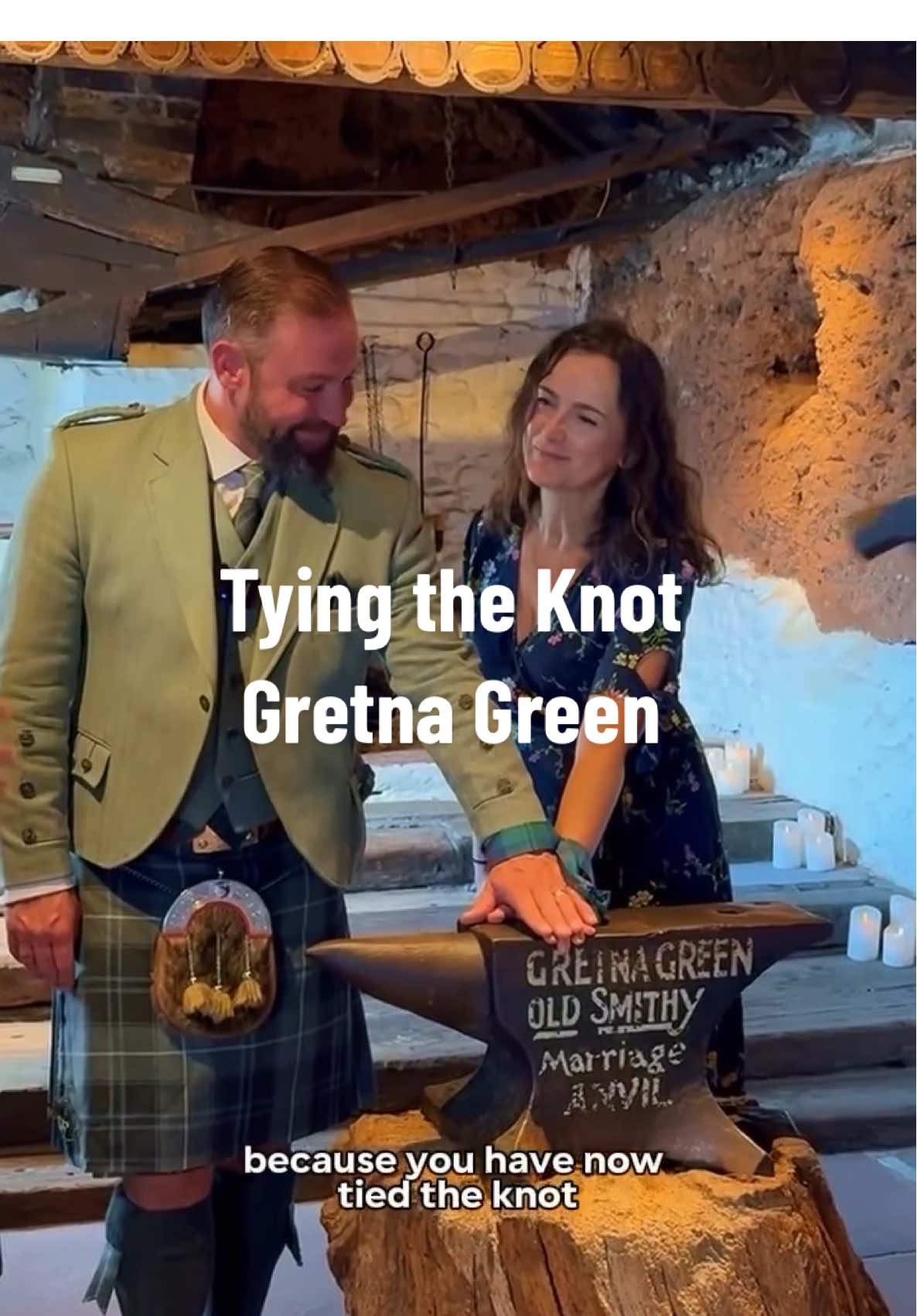 A post by @andy_highlander on TikTok caption: Gretna Green. A place where love once ran faster than the law and where ancient Scottish traditions still hold strong today. I was invited to uncover the story behind one of Scotland’s most iconic historic sites, famous for runaway marriages since 1754, when English laws meant couples under 21 needed parental permission to marry. Across the border in Scotland though, couples found freedom… and a blacksmith willing to seal their vows over an anvil. At the heart of it all is handfasting, which me and my wife Ana took part in, an ancient Celtic tradition that bound two people together, literally and symbolically. We got to do it in the famous Blacksmiths Shop, a nice celebration 13 years into our marriage. A huge thanks to @GretnaGreen1754 for the invite, the tour, the stories and for keeping the flame of tradition burning. This summer, you can experience it too. Walk-in handfastings now available for just £99 -no booking needed. 📞 01461 337 893 📧 groups@gretnagreen.com #gretnagreen #handfasting #scottishtraditions #runawayweddings #andythehighlander #scotland #history