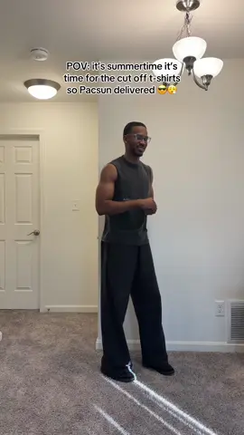 A post by @king_bar7 on TikTok caption: Summertime is here  you know what time it is 😮‍💨 cut off t-shirt time Thank you to @pacsun for sponsoring this video  #summervibes #summeroutfit #contentcreator #pacsunpartner 