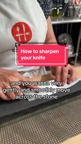 A post by @thechefsmartypants on TikTok caption: Some of you been asking about how to sharpen your knives, so here you go!  More knife skill tips on my YouTube channel. Link in bio to subscribe! #knifesharpening #knifeskills #chef #chefknife   #cooking #cookingtips @Le Creuset @crateandbarrel @Sur La Table @misen kitchen 