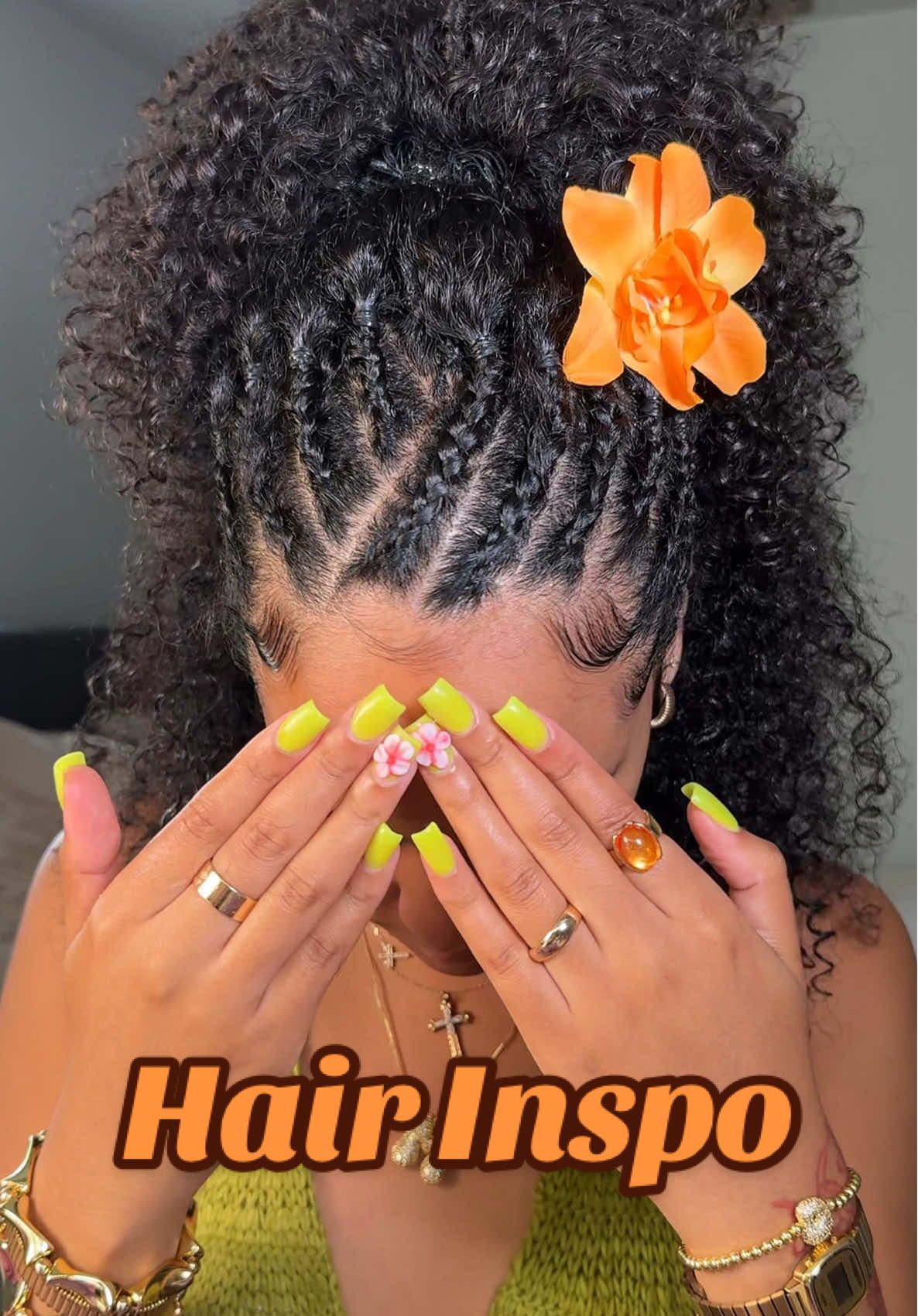 A post by @michixo__ on TikTok caption: Post pool hairstyle 🌺  this is how my hair looks like after being in the pool for sometime and I’m here to tell you: frizzy hair is still cute!! Your curls don’t have to be super defined all the time especially this summer 🌊 everything used is on my LTK 🫶🏽  #curlygirl #braids #braidstyles #curlyhair #Summer #hairstyle #pool #naturalhair #inspiration #flowers 