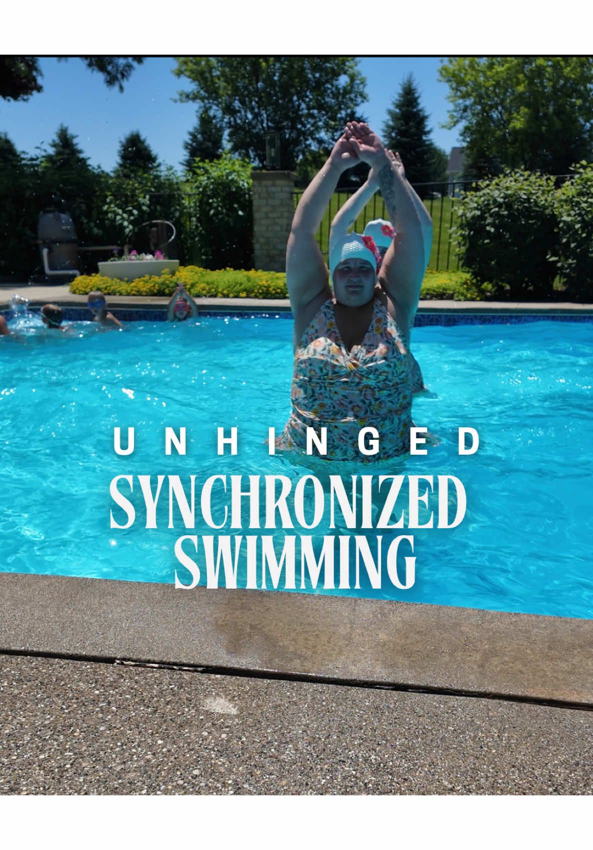 A post by @applesauceandadhd on TikTok caption: ✨ Amateur Synchronized Swimmers, Reporting for Duty ✨ Listen. Are we trained professionals? No. Are we giving our all in our new backyard oasis? Absolutely. @Emily|FernandFinchHandmade Emily and I are making the most of our new pool with a very serious synchronized swimming routine. Is this pool as big as the old one? No. Does it have towering trees and an outdoor bathroom? Also no. But you know what it does have? SUN. No shade, no tree gunk, just me, my best friend, and a summer that’s already off to a splashy start. 🌞💦 #BackyardOasis #SynchronizedSwimQueens #NotOlympiansButClose #NewPoolWhoDis #SummerInTheSuburbs #PoolsideFun #BestFriendEnergy #SuburbanSwimmers #MomBreaks #BackyardGlowUp #MakingItWork #AmateurAthletes #JustAddWater #SummerUpgrade #NoOutdoorBathroomButItsFine #PoolVibesOnly #HotGirlSummerish #WeTried #EmilyAndI #RealMomMoments #JustForFun #NoJudgeZone