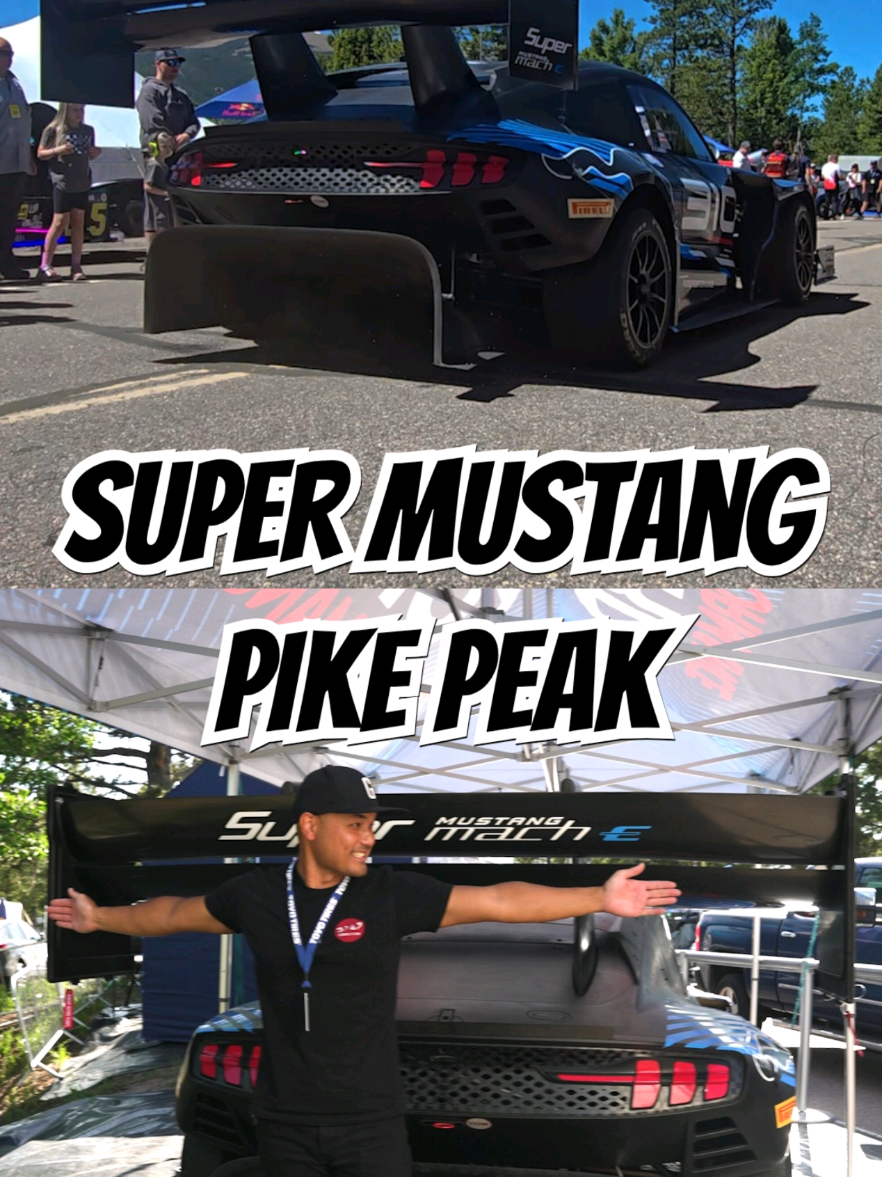 A post by @omgbuilds on TikTok caption: 1400HP+ and 6,900lbs of downforce - Super Mustang Mach-E 😳 | #OMGBUILDS | #TuningCar | #TikTokAutoCampaign 