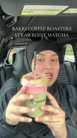 A post by @sharmineats on TikTok caption: Trying the Vanilla Iced Matcha with Strawberry Cold foam 🍓🍵 @@bakricoffeeroasters #matcha #strawberrymatcha #matchatastetest #michigan #review #fyppp #strawberrycoldfoam 