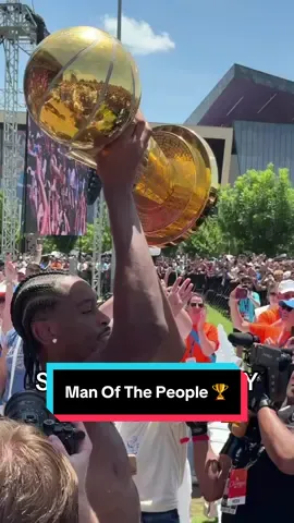 A post by @nba on TikTok caption: Man of the people @OKC Thunder @Shai Gilgeous-Alexander #NBA #NBAFinals #Basketball #OKCThunder #SGA #Shai 