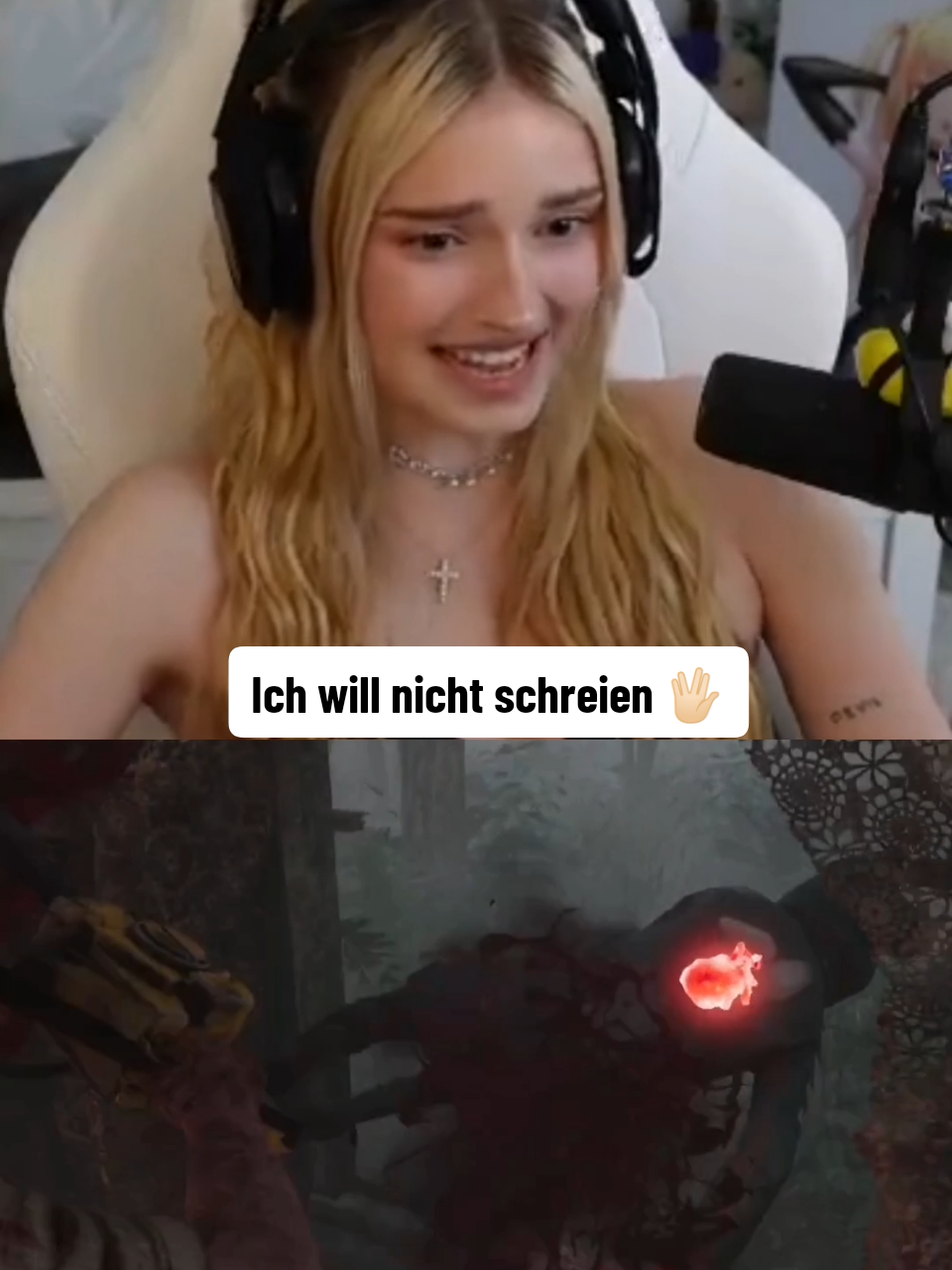 A post by @honeypuu on TikTok caption: Ich will nicht schreien 🖖🏻😅 #honeypuu #deadbydaylight #dbd #stream #viral #fyp #foryou 