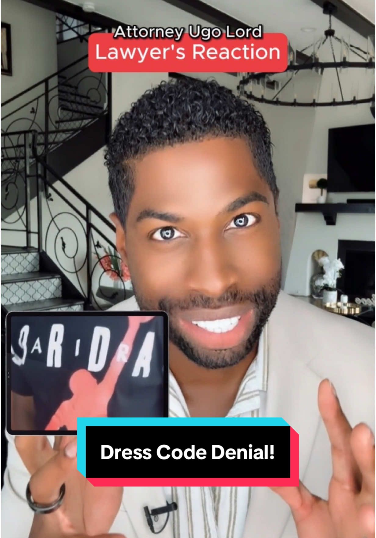A post by @ugolord on TikTok caption: Restaurant Refuses a Black Boy for Wearing Athletic Shorts—But a White Boy is Also Wearing Athletic Shorts! Is This Private Restaurant Liable? Attorney #UgoLord reacts! #lawyer #lawyersoftiktok #TikTokPartner #TikTokLearningCampaign 