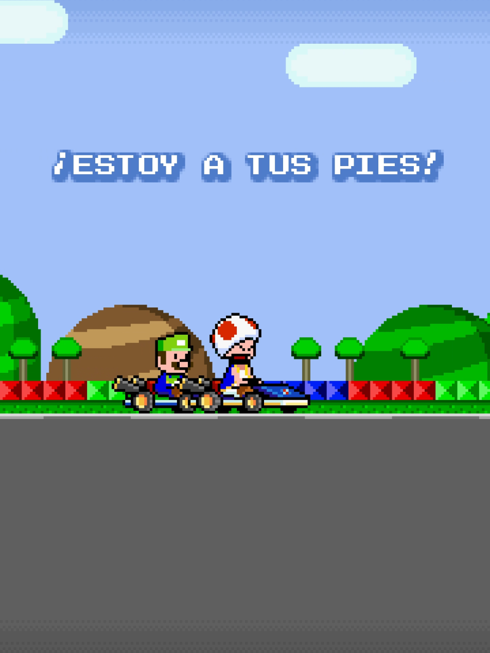 A post by @dave.xp on TikTok caption: Estoy a tus pies! 😄 Audio de @SunfyreTV  #mariokart #mariokartworld #nintendo #nintendoswitch #shakira #pixelart