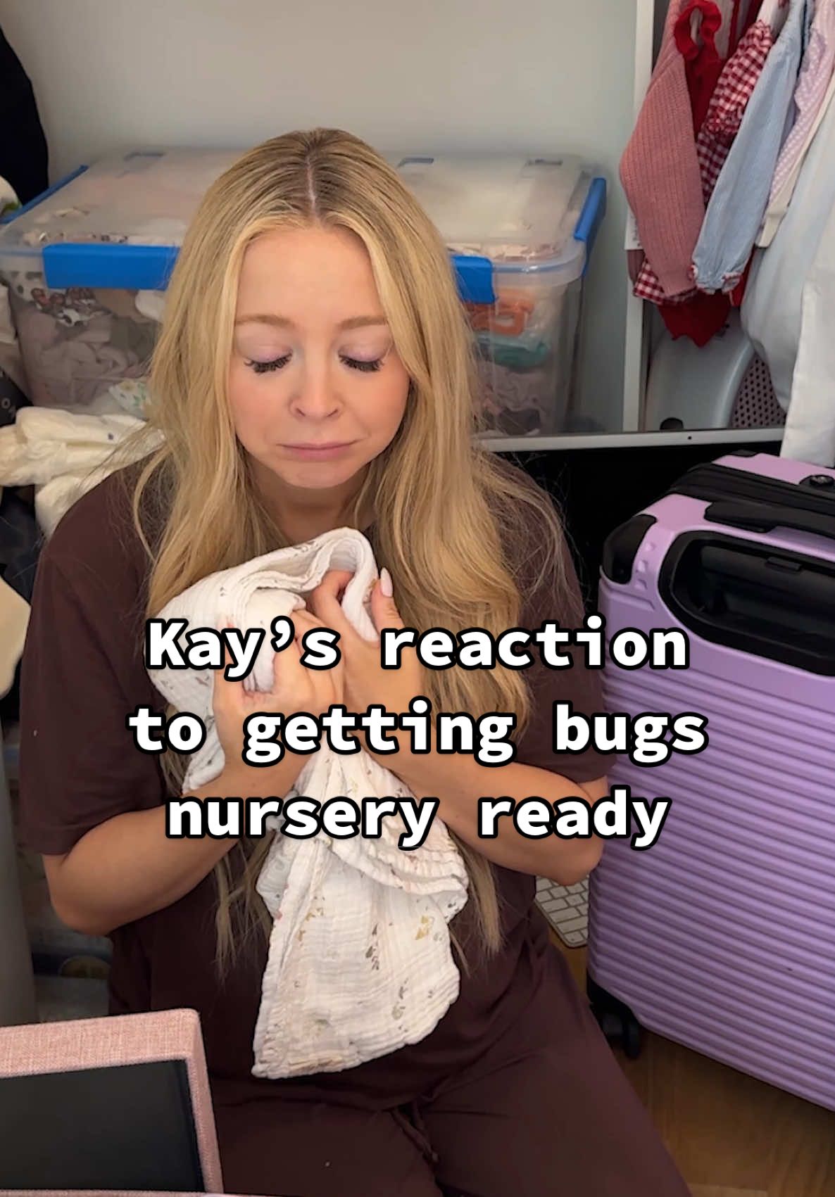 A post by @kayandtayofficial on TikTok caption: The Ellie flashbacks were so precious 🥹 backstory ::: Kay and I are trying our best to get the nursery ready for bug. We did a horrible job last time and didn’t finish the nursery for Ellie until after she was born. We want it to be perfect this time since now we will have bug and Ellie for the newborn stage. We are so excited to have all of these precious moments again. It seems like just yesterday, Ellie was just a little squish. We still have a long way to go but are so excited to start this next journey. ❤️ #kayandtayofficial #couples #relationships #pregnant #postpartum 