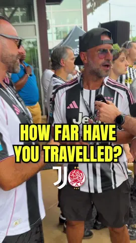 A post by @ftbl on TikTok caption: Asking @juventus fans how far they traveled to Philadelphia for the FIFA Club World Cup… but the distance keeps getting further 😅✈️ #juventus #clubworldcup #footballtiktok 