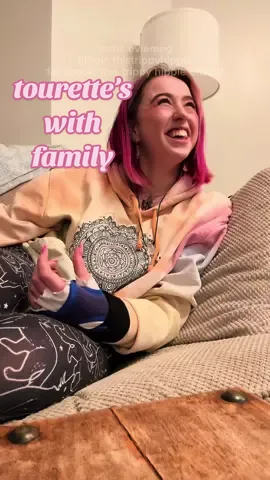 A post by @thistrippyhippie on TikTok caption: not 100% sure when this was😅 found some footage of me with my older brother. he’s had to put up with years & years of tics lol, as you can tell🙈btw this was end of the day, it was pretty late. i was pretty medicated on muscle relaxants when this was filmed. so my neck contractions got calmer for a while & my neck is temporarily straighter. you also can’t see my abdomen dystonia properly when i’m sat down, just clarifying before anyone says anything🙃 *i do not give permission for this to be downloaded and posted on other platforms* #tourettes #tics #motortics #coprolalia #tourettessyndrome #siblings #fyp #tourettesawareness 