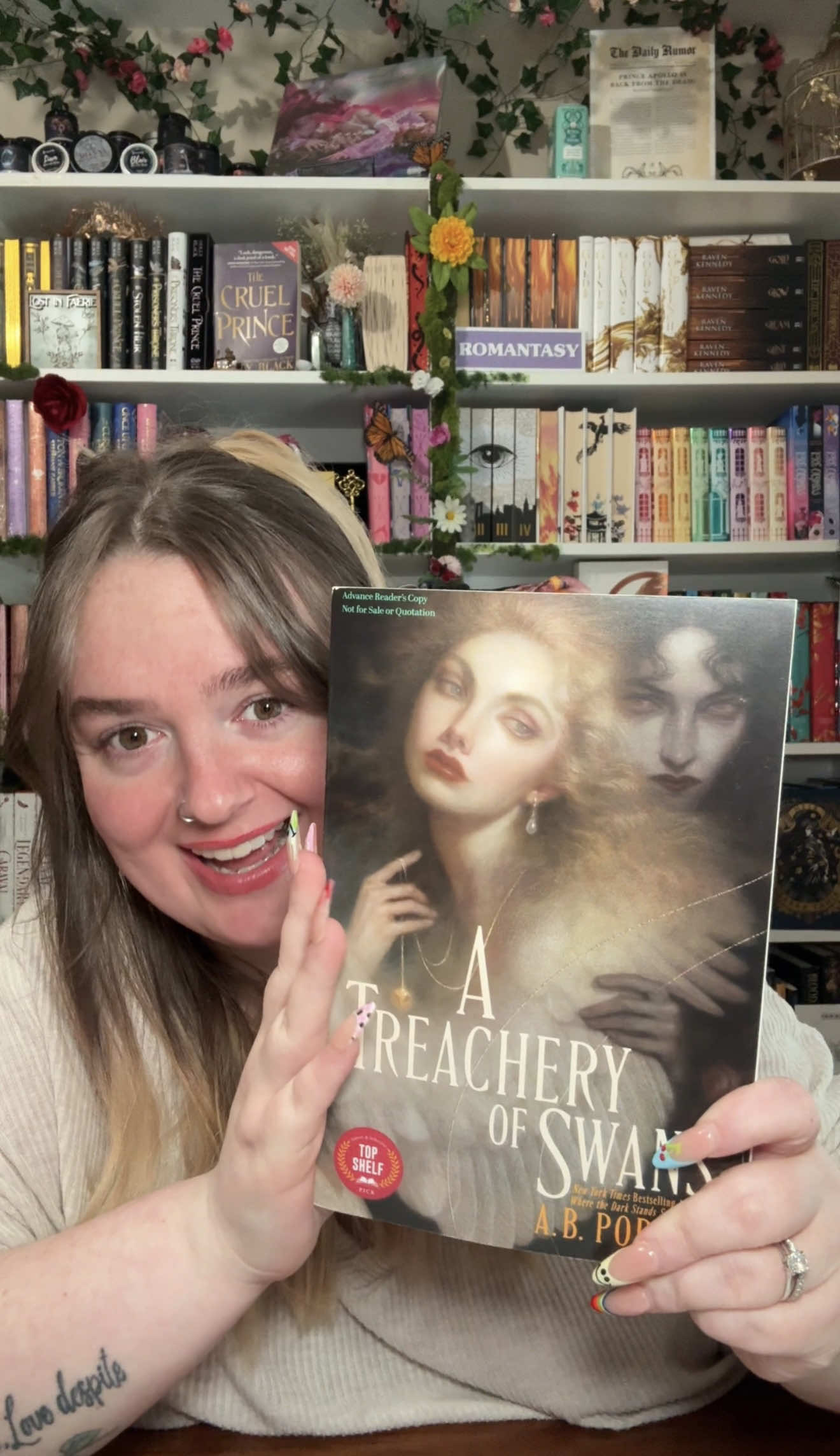 A post by @fictional.deanna on TikTok caption: a feral girl folklore tbr ft. @Simon Teen @ania poranek - ya author 🌿 #SimonTeenPartner #ATreacheryOfSwans #BookTok #booktoker #tbr #bookishfyp #bookishthoughts #bookrecs #bookreviewer #bookish 