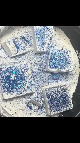 A post by @snowfairyasmr on TikTok caption: Fresh chalk with blue glitter 