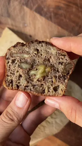 A post by @bearenger on TikTok caption: The whole loaf, just for you 😌🍌🍞 Details - 1 mashed banana - 1 tbsp maple syrup - 1 tsp vanilla - 1 egg - 1/4 cup gf flour - 1 tsp baking powder - 2 tsp cinnamon - Pinch of salt - 1/4 cup chopped walnuts - 2 tsp coconut sugar 1. In a bowl, combine mashed banana, maple syrup, vanilla, and an egg. 2. Add in gf flour, baking powder, cinnamon, and salt. Combine. 3. Fold in chopped walnuts and pour banana bread mixture into a lined mini loaf pan. 4. Top with coconut sugar and bake at 350°F for 20 to 25 minutes. 5. Let cool and enjoy 😉 #healthyrecipe #easyrecipe #foodasmr #wellnesstips #bananabread #glutenfree