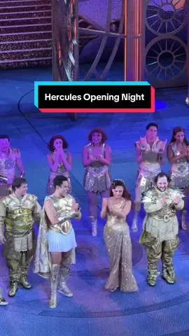 A post by @disneyuk on TikTok caption: A show is born! 💪✨ Hercules is officially open in London’s West End - and to celebrate our phenomenal cast were joined on stage by some extra special guests, including Disney Legend Alan Menken 🎶 #Hercules #DisneyUK #Musical #WestEnd
